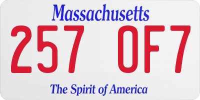 MA license plate 257OF7