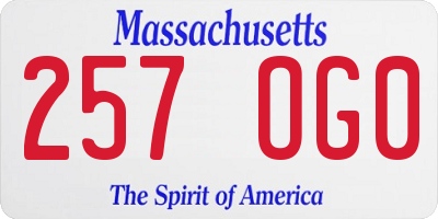 MA license plate 257OG0