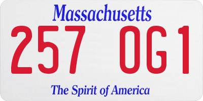 MA license plate 257OG1