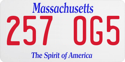 MA license plate 257OG5