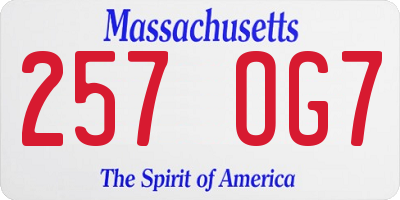 MA license plate 257OG7