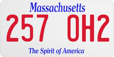 MA license plate 257OH2