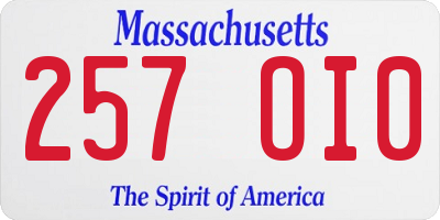 MA license plate 257OI0