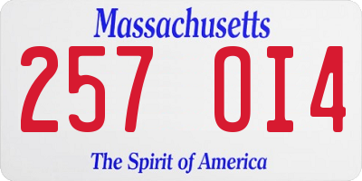 MA license plate 257OI4