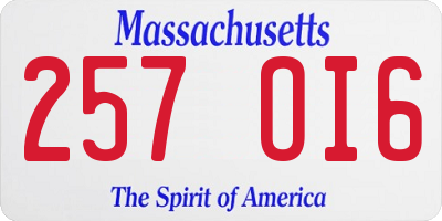 MA license plate 257OI6