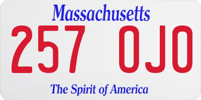 MA license plate 257OJ0