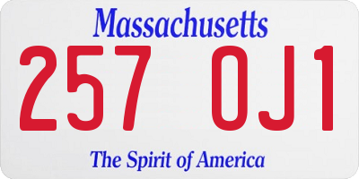 MA license plate 257OJ1
