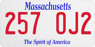 MA license plate 257OJ2