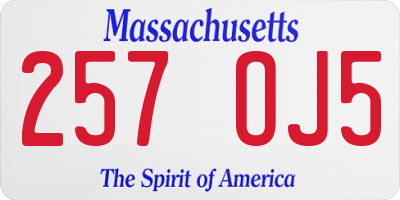 MA license plate 257OJ5