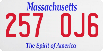 MA license plate 257OJ6