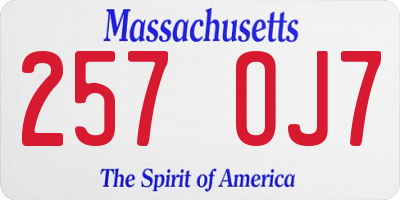 MA license plate 257OJ7