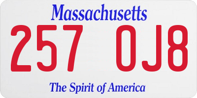 MA license plate 257OJ8