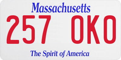 MA license plate 257OK0