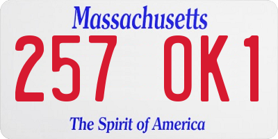 MA license plate 257OK1