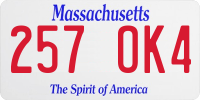 MA license plate 257OK4