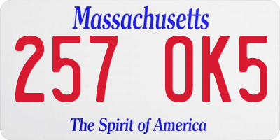 MA license plate 257OK5