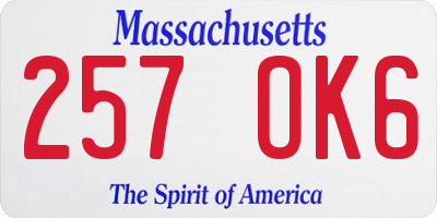 MA license plate 257OK6