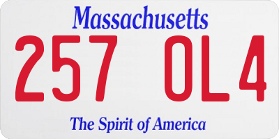 MA license plate 257OL4