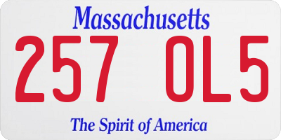MA license plate 257OL5