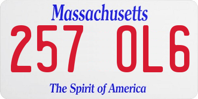 MA license plate 257OL6