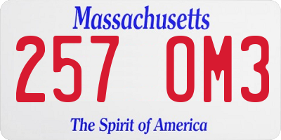 MA license plate 257OM3