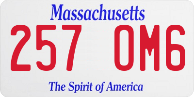 MA license plate 257OM6