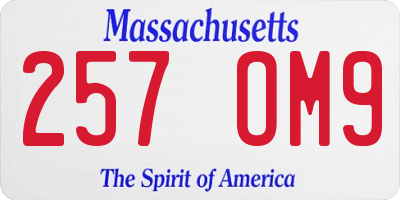 MA license plate 257OM9