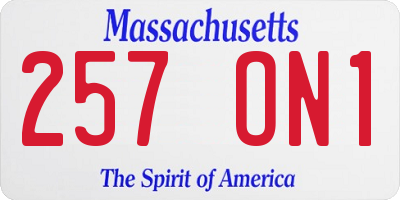 MA license plate 257ON1