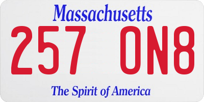 MA license plate 257ON8