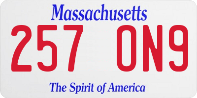 MA license plate 257ON9