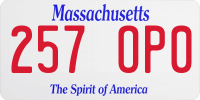 MA license plate 257OP0