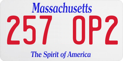 MA license plate 257OP2