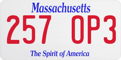 MA license plate 257OP3