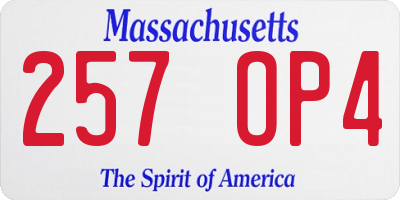 MA license plate 257OP4