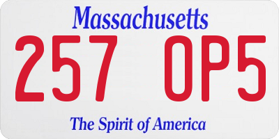 MA license plate 257OP5