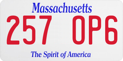 MA license plate 257OP6