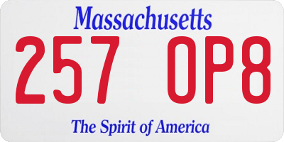 MA license plate 257OP8