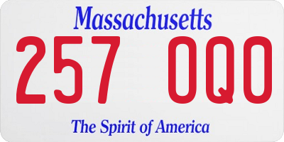 MA license plate 257OQ0