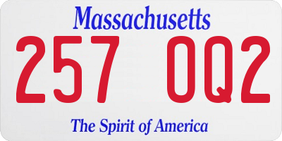 MA license plate 257OQ2