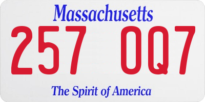 MA license plate 257OQ7