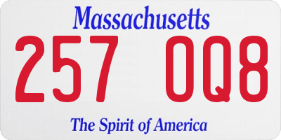 MA license plate 257OQ8