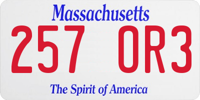 MA license plate 257OR3