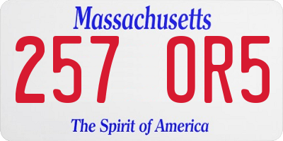 MA license plate 257OR5