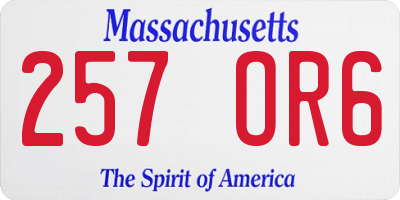 MA license plate 257OR6