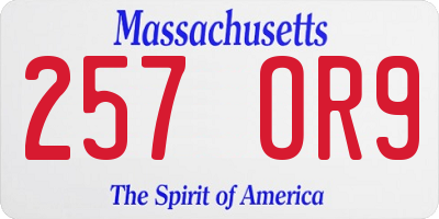 MA license plate 257OR9