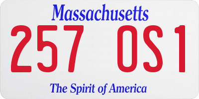 MA license plate 257OS1
