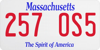 MA license plate 257OS5