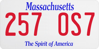 MA license plate 257OS7