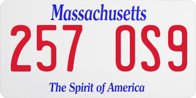 MA license plate 257OS9