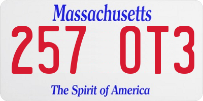 MA license plate 257OT3